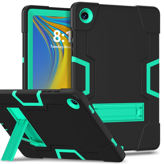 For Samsung Galaxy Tab A9+ Contrast Color Silicone PC Tablet Case with Holder(Black + Mint Green) by bashfashion