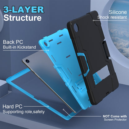 For Samsung Galaxy Tab A9+ Contrast Color Silicone PC Tablet Case with Holder(Black + Blue) by bashfashion