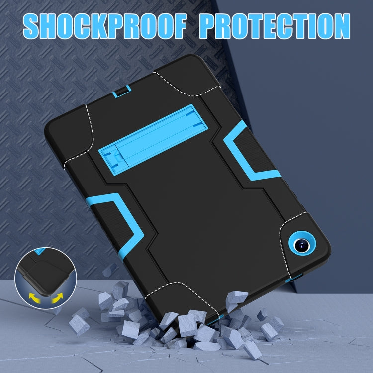 For Samsung Galaxy Tab A9+ Contrast Color Silicone PC Tablet Case with Holder(Black + Blue) by bashfashion