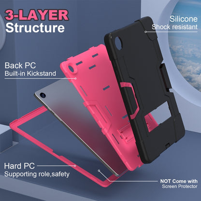 For Samsung Galaxy Tab A9+ Contrast Color Silicone PC Tablet Case with Holder(Black + Rose Red) by bashfashion