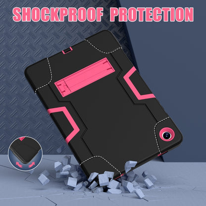 For Samsung Galaxy Tab A9+ Contrast Color Silicone PC Tablet Case with Holder(Black + Rose Red) by bashfashion