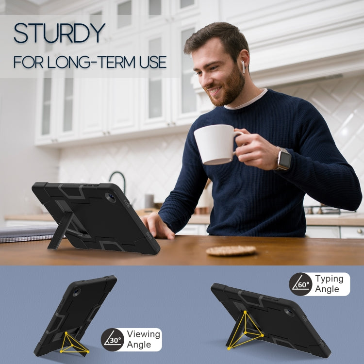 For Samsung Galaxy Tab A9+ Contrast Color Silicone PC Tablet Case with Holder(Black) by bashfashion