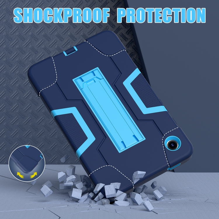 For Samsung Galaxy Tab A9 Contrast Color Silicone PC Tablet Case with Holder(Navy Blue + Blue) by bashfashion