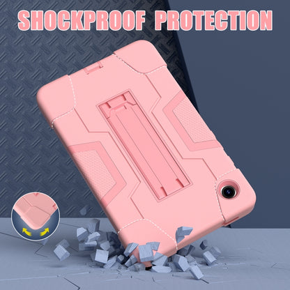 For Samsung Galaxy Tab A9 Contrast Color Silicone PC Tablet Case with Holder(Rose Gold) by bashfashion