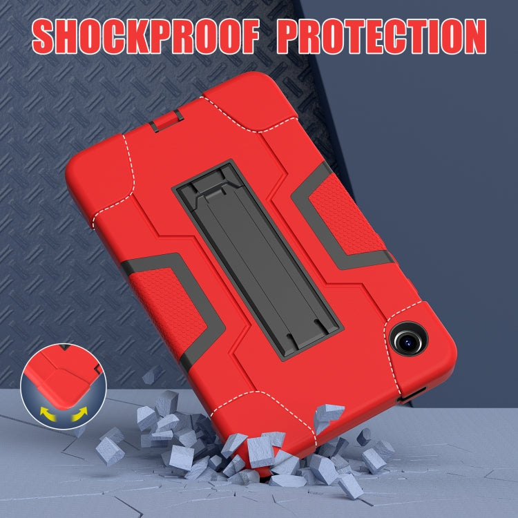 For Samsung Galaxy Tab A9 Contrast Color Silicone PC Tablet Case with Holder(Red + Black) by bashfashion