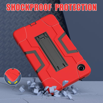 For Samsung Galaxy Tab A9 Contrast Color Silicone PC Tablet Case with Holder(Red + Black) by bashfashion