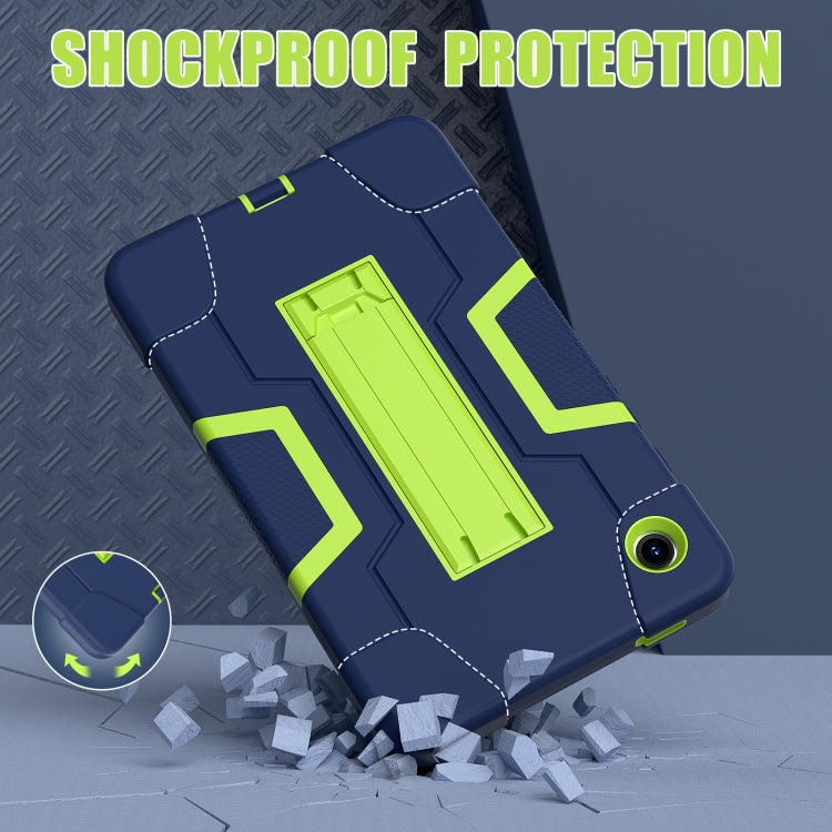 For Samsung Galaxy Tab A9 Contrast Color Silicone PC Tablet Case with Holder(Navy Blue + Green) by bashfashion