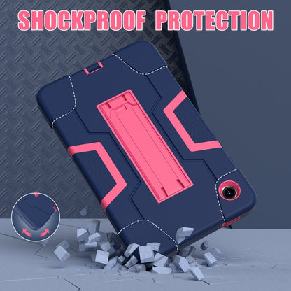 For Samsung Galaxy Tab A9 Contrast Color Silicone PC Tablet Case with Holder(Navy Blue + Rose Red) by bashfashion