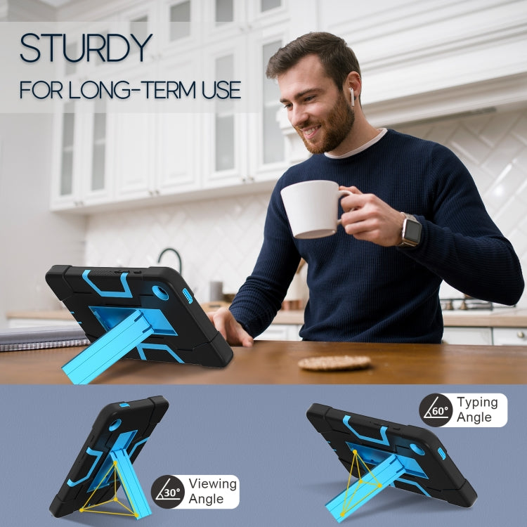 For Samsung Galaxy Tab A9 Contrast Color Silicone PC Tablet Case with Holder(Black + Blue) by bashfashion