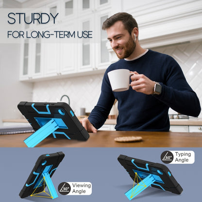 For Samsung Galaxy Tab A9 Contrast Color Silicone PC Tablet Case with Holder(Black + Blue) by bashfashion