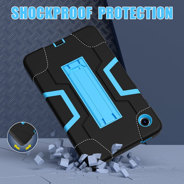 For Samsung Galaxy Tab A9 Contrast Color Silicone PC Tablet Case with Holder(Black + Blue) by bashfashion