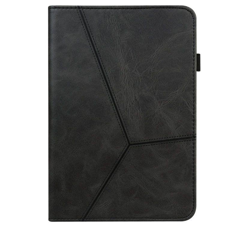 For Samsung Galaxy Tab S9+ / S9 FE+ Solid Color Stripe Embossed Leather Tablet Case(Black) by bashfashion
