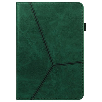 For Samsung Galaxy Tab S9+ / S9 FE+ Solid Color Stripe Embossed Leather Tablet Case(Green) by bashfashion
