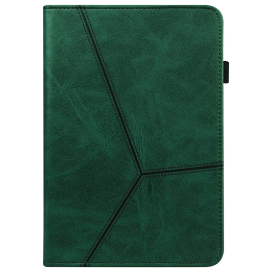 For Samsung Galaxy Tab S9+ / S9 FE+ Solid Color Stripe Embossed Leather Tablet Case(Green) by bashfashion