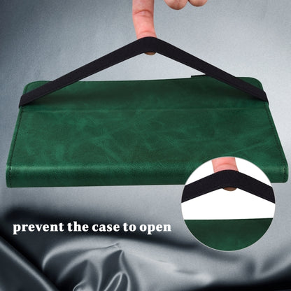 For Samsung Galaxy Tab S9+ / S9 FE+ Solid Color Stripe Embossed Leather Tablet Case(Green) by bashfashion