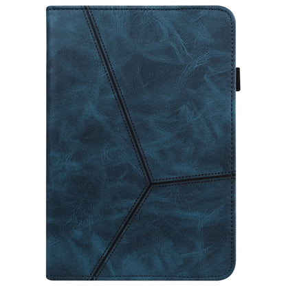 For Samsung Galaxy Tab S9+ / S9 FE+ Solid Color Stripe Embossed Leather Tablet Case(Blue) by bashfashion