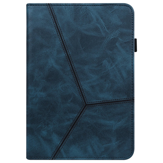 For Samsung Galaxy Tab S9+ / S9 FE+ Solid Color Stripe Embossed Leather Tablet Case(Blue) by bashfashion
