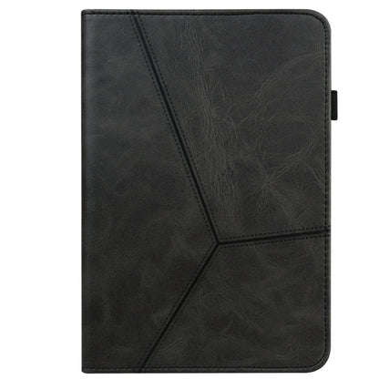 For Samsung Galaxy Tab S9 / S9 FE Solid Color Stripe Embossed Leather Tablet Case(Black) by bashfashion