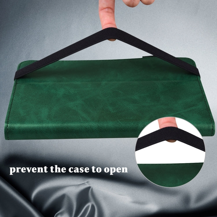 For Samsung Galaxy Tab S9 / S9 FE Solid Color Stripe Embossed Leather Tablet Case(Green) by bashfashion