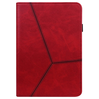 For Samsung Galaxy Tab S9 / S9 FE Solid Color Stripe Embossed Leather Tablet Case(Red) by bashfashion