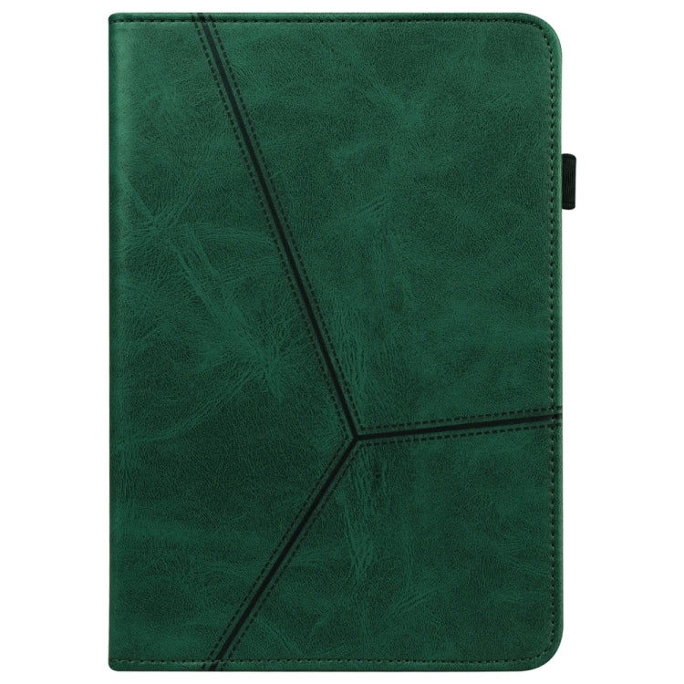 For Samsung Galaxy Tab S7 / S8 Solid Color Stripe Embossed Leather Tablet Case(Green) by bashfashion