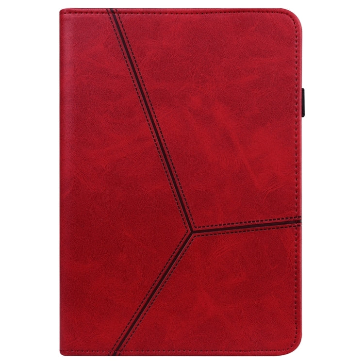 For Samsung Galaxy Tab S7 / S8 Solid Color Stripe Embossed Leather Tablet Case(Red) by bashfashion