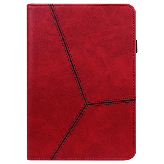 For Samsung Galaxy Tab S7 / S8 Solid Color Stripe Embossed Leather Tablet Case(Red) by bashfashion