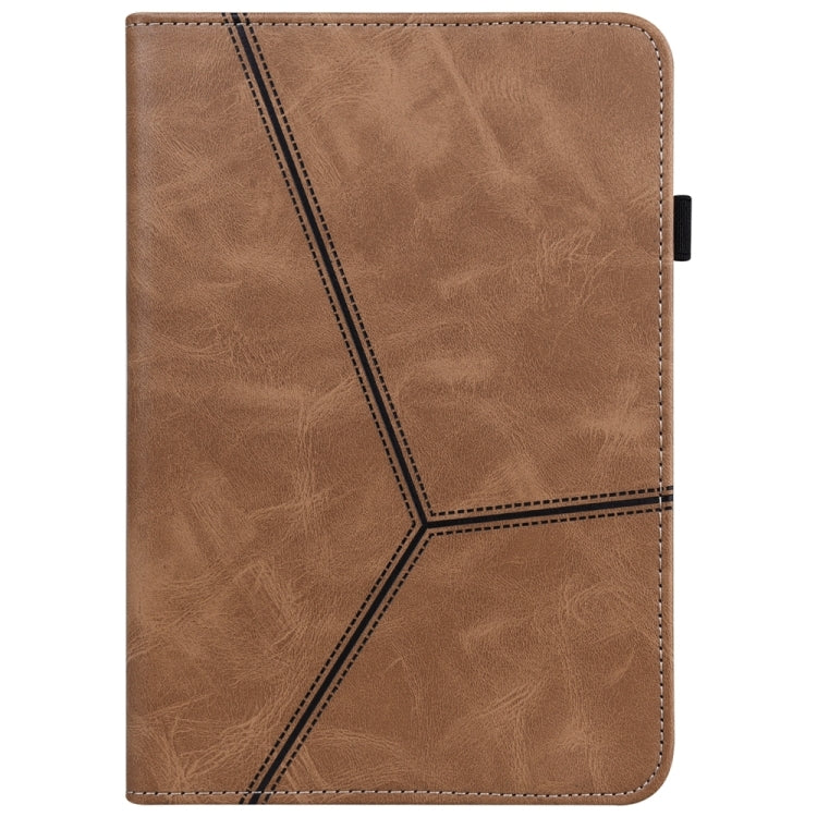 For Samsung Galaxy Tab S7 / S8 Solid Color Stripe Embossed Leather Tablet Case(Brown) by bashfashion