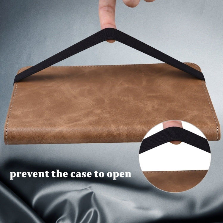 For Samsung Galaxy Tab S7 / S8 Solid Color Stripe Embossed Leather Tablet Case(Brown) by bashfashion