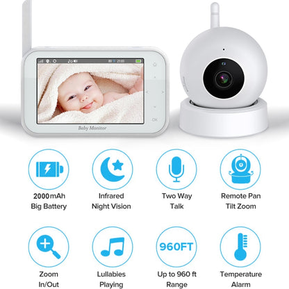 ABM201 4.5 inch Wireless Video Night Vision Baby Monitor Security Camera(EU Plug) by bashfashion