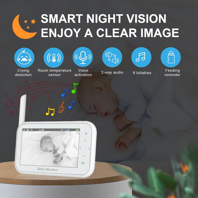 ABM201 4.5 inch Wireless Video Night Vision Baby Monitor Security Camera(EU Plug) by bashfashion