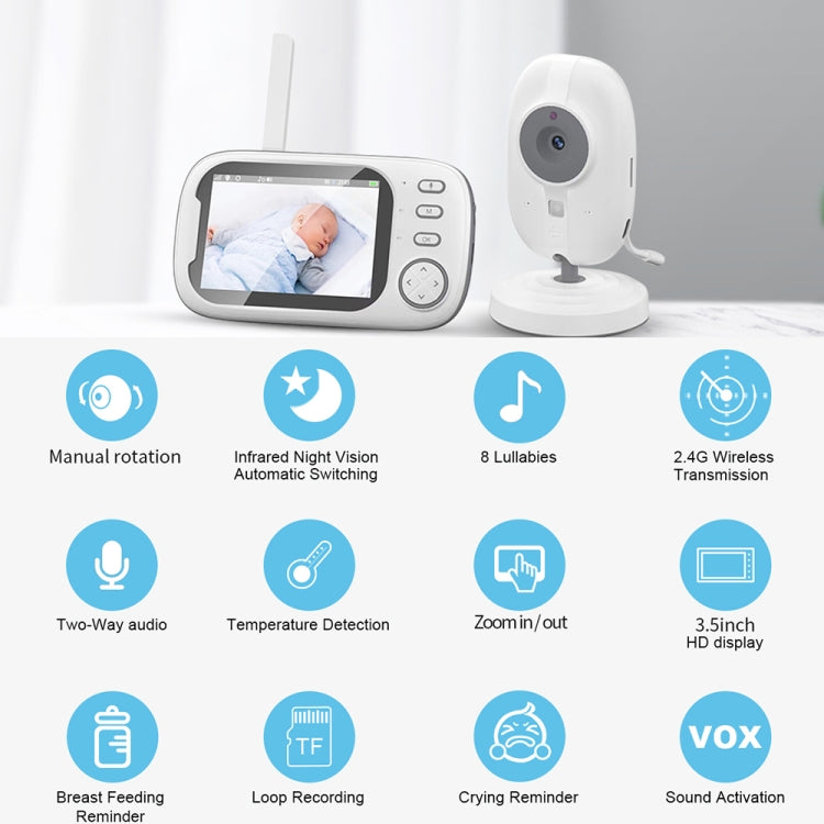 ABM600 3.5 inch Wireless Video Night Vision Baby Monitor Security Camera(US Plug) by bashfashion