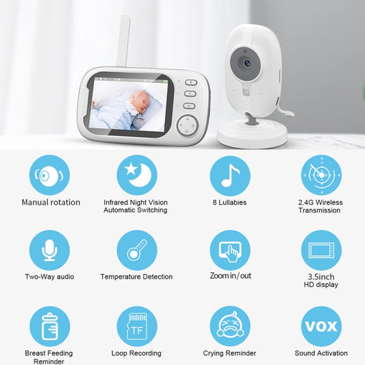 ABM600 3.5 inch Wireless Video Night Vision Baby Monitor Security Camera(EU Plug) by bashfashion