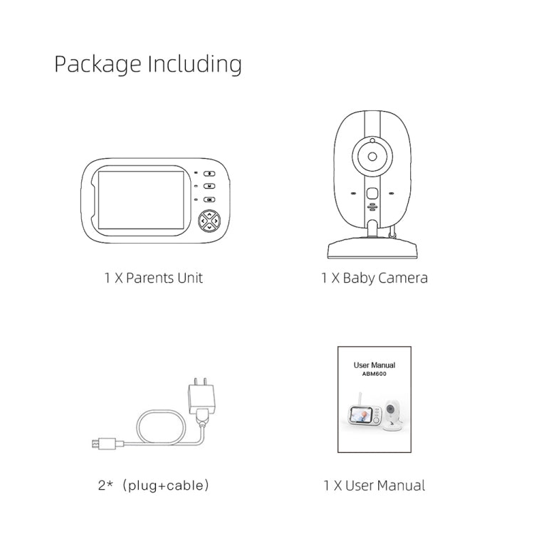 ABM600 3.5 inch Wireless Video Night Vision Baby Monitor Security Camera(EU Plug) by bashfashion