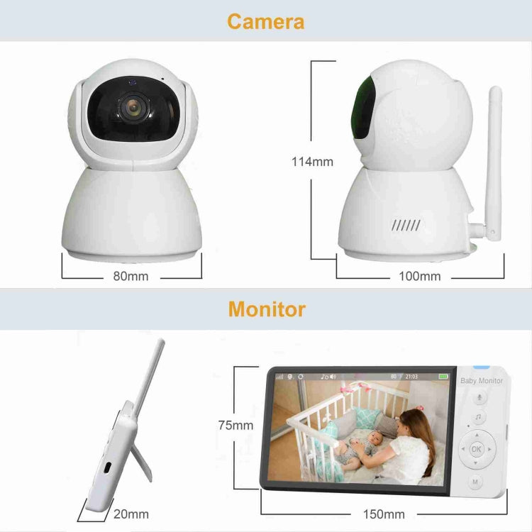 ABM700 5 inch Wireless Video Night Vision Baby Monitor Security Camera(US Plug) by bashfashion