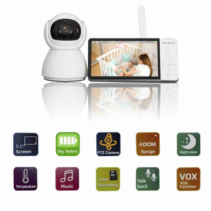 ABM700 5 inch Wireless Video Night Vision Baby Monitor Security Camera(US Plug) by bashfashion