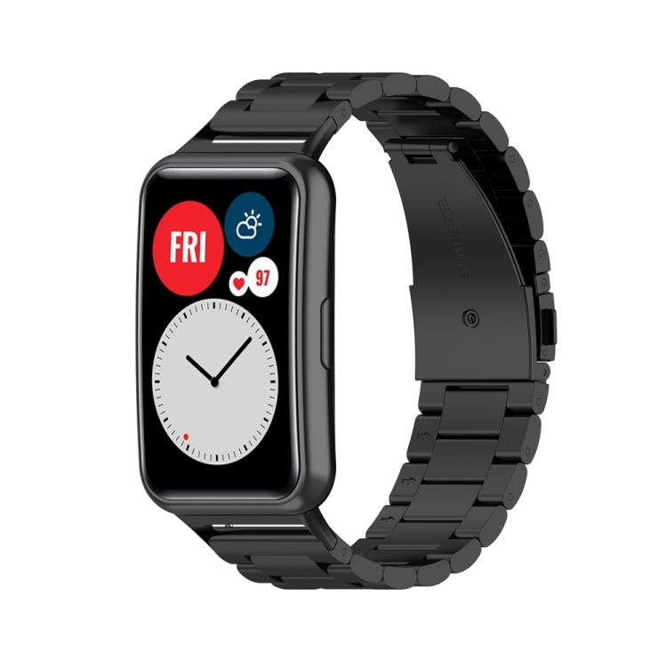 For Huawei Watch Fit Special Edition Three Strains Stainless Steel Watch Band(Black) by bashfashion