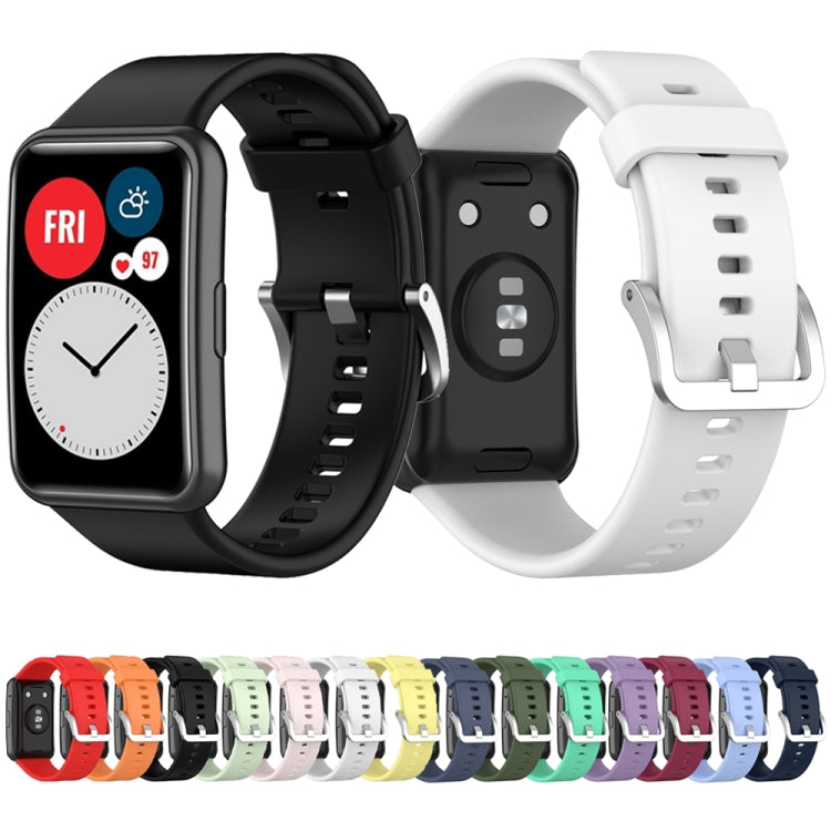 For Huawei Watch Fit Special Edition Silicone Silver Steel Buckle Watch Band(Dark Green) by bashfashion