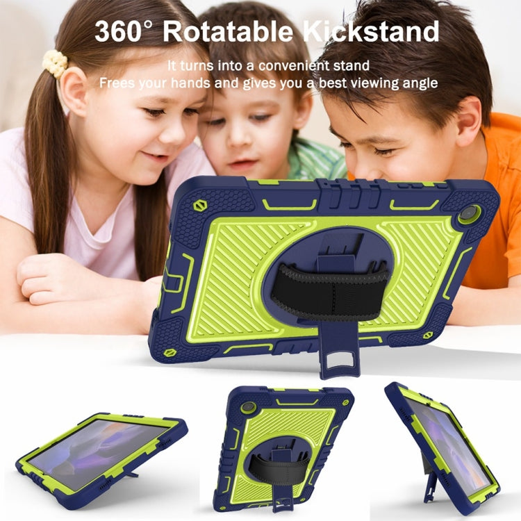 For Samsung Galaxy Tab A9+/A11+ 360 Degree Rotation PC Contrast Silicone Tablet Case(Navy Blue + Yellow Green) by bashfashion
