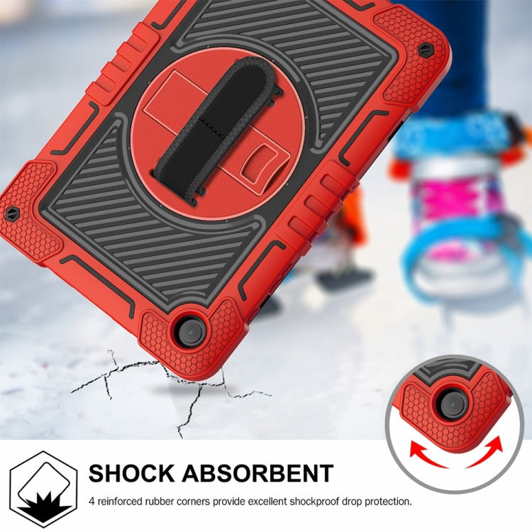 For Samsung Galaxy Tab A9+/A11+ 360 Degree Rotation PC Contrast Silicone Tablet Case(Red + Black) by bashfashion