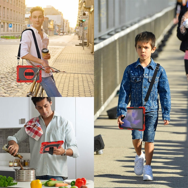 For Samsung Galaxy Tab A9+/A11+ 360 Degree Rotation PC Contrast Silicone Tablet Case(Red + Black) by bashfashion