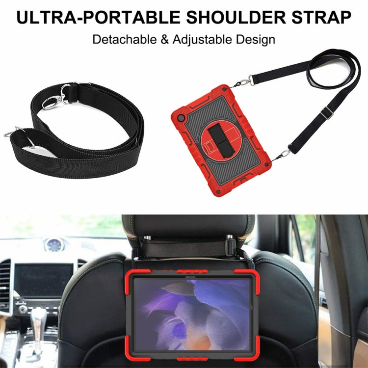 For Samsung Galaxy Tab A9+/A11+ 360 Degree Rotation PC Contrast Silicone Tablet Case(Red + Black) by bashfashion