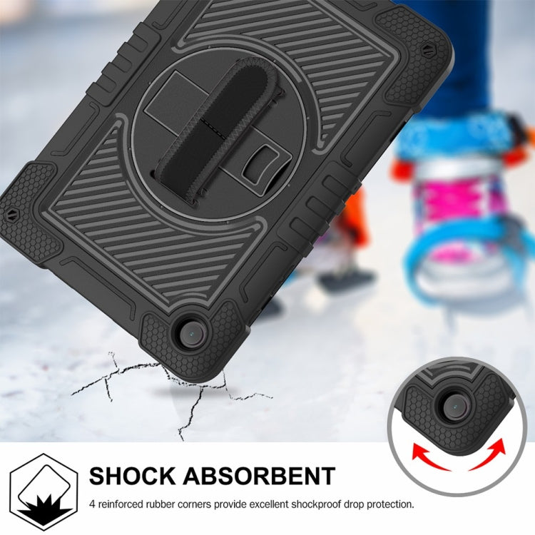 For Samsung Galaxy Tab A9+/A11+ 360 Degree Rotation PC Contrast Silicone Tablet Case(Black) by bashfashion