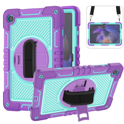 For Samsung Galaxy Tab A9+/A11+ 360 Degree Rotation PC Contrast Silicone Tablet Case(Purple + Mint Green) by bashfashion