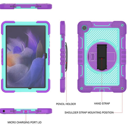 For Samsung Galaxy Tab A9+/A11+ 360 Degree Rotation PC Contrast Silicone Tablet Case(Purple + Mint Green) by bashfashion