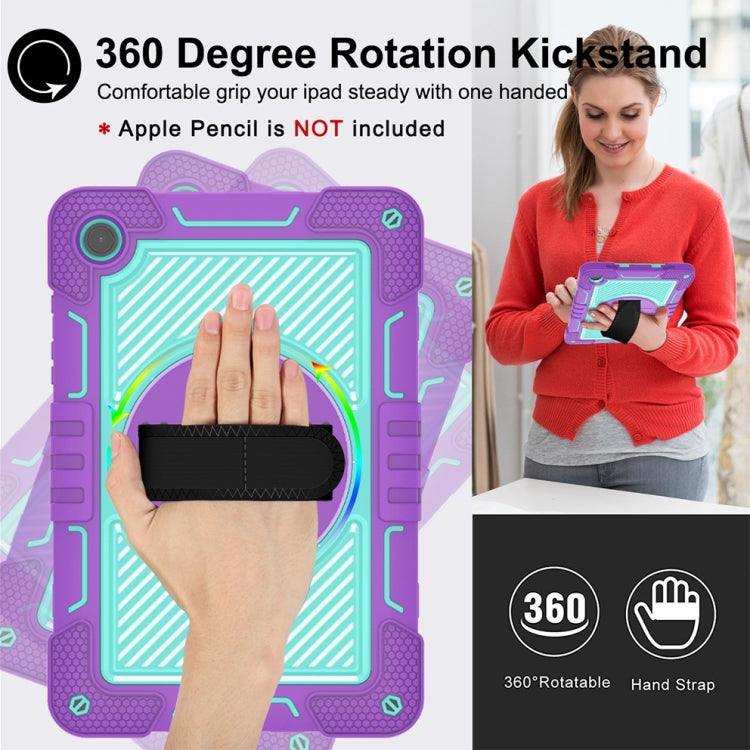 For Samsung Galaxy Tab A9+/A11+ 360 Degree Rotation PC Contrast Silicone Tablet Case(Purple + Mint Green) by bashfashion