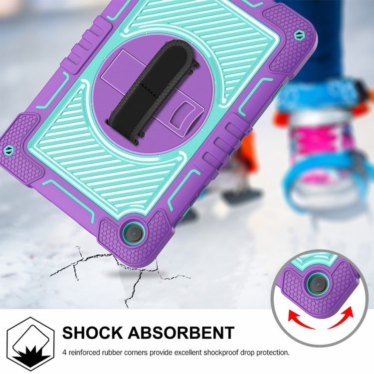For Samsung Galaxy Tab A9+/A11+ 360 Degree Rotation PC Contrast Silicone Tablet Case(Purple + Mint Green) by bashfashion