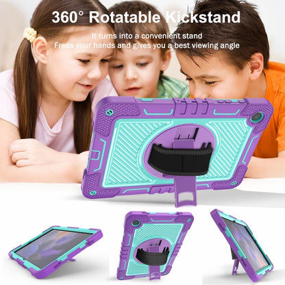 For Samsung Galaxy Tab A9+/A11+ 360 Degree Rotation PC Contrast Silicone Tablet Case(Purple + Mint Green) by bashfashion