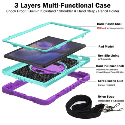 For Samsung Galaxy Tab A9+/A11+ 360 Degree Rotation PC Contrast Silicone Tablet Case(Purple + Mint Green) by bashfashion