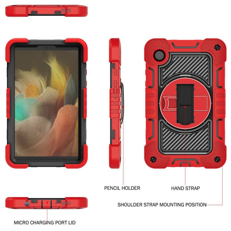 For Samsung Galaxy Tab A9/A11 360 Degree Rotation PC Contrast Silicone Tablet Case(Red + Black) by bashfashion